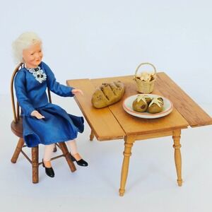 Vtg Miniature Dollhouse Food Bread Loaf Hot Cross Buns Bakery Farmhouse Grandma